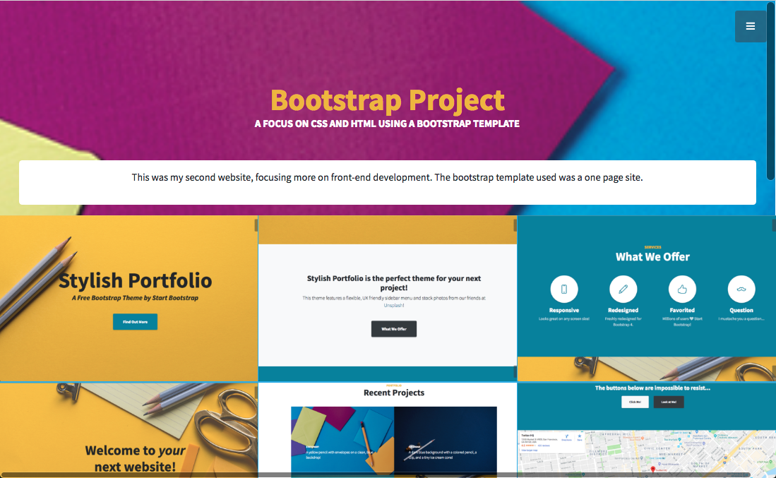 new bootstrap project page