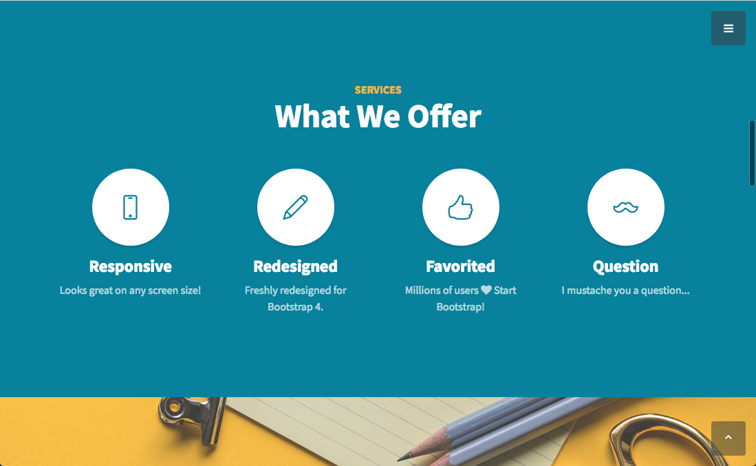 original bootstrap what we offer section
