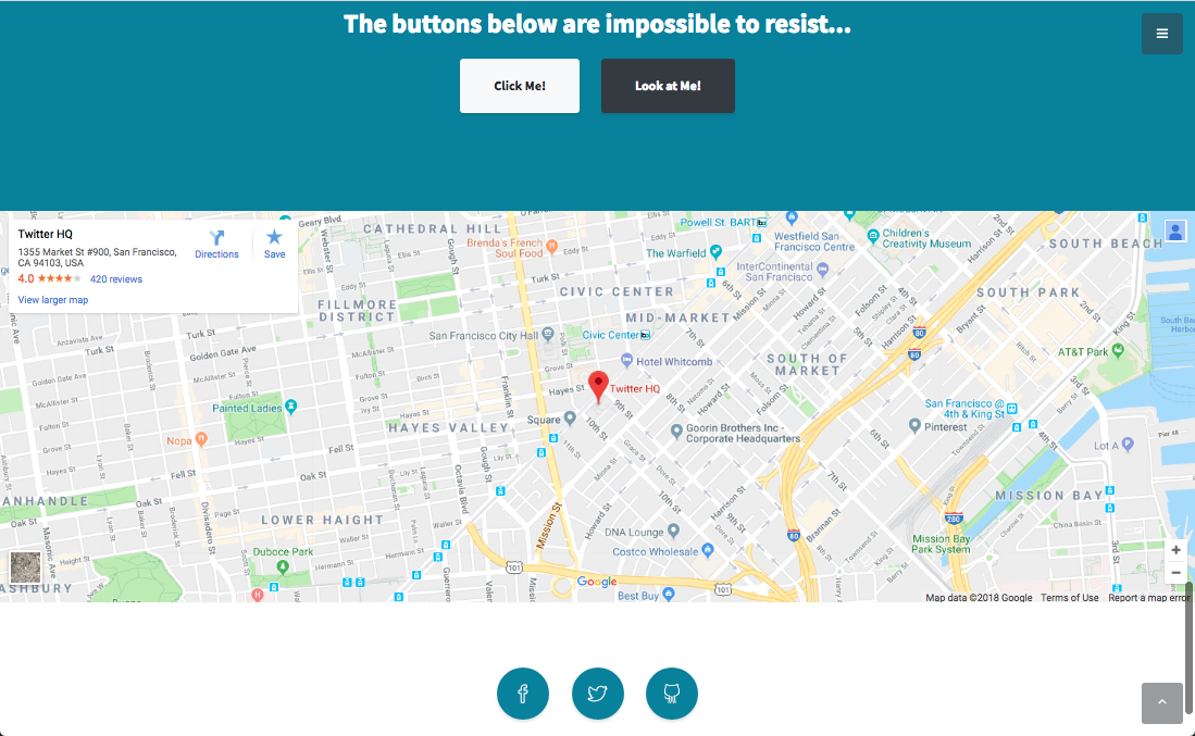 original bootstrap buttons, maps and icons section